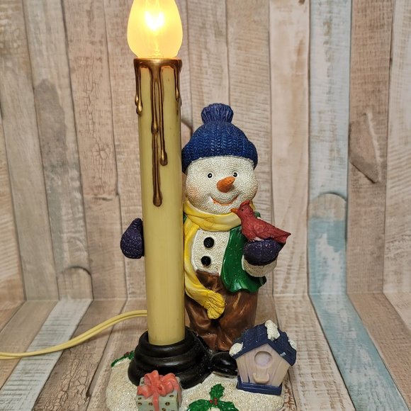 Vintage Holiday Snowman and Candle Statue - Electric - Picture 1 of 7